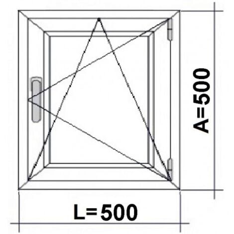 Fenêtre PVC H500 mm X L500 mm Chêne Doré, Oscillo-battante Tirant Droit Verre Dépoli