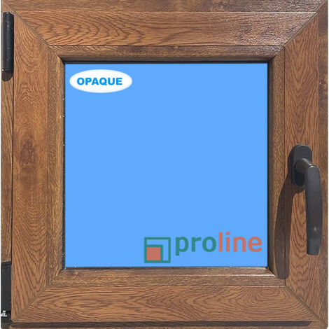 Eco-Blu – Fenêtre PVC 500x500 mm chêne doré – Oscillo-battante tirant gauche – Verre dépoli – Efficacité énergétique A+