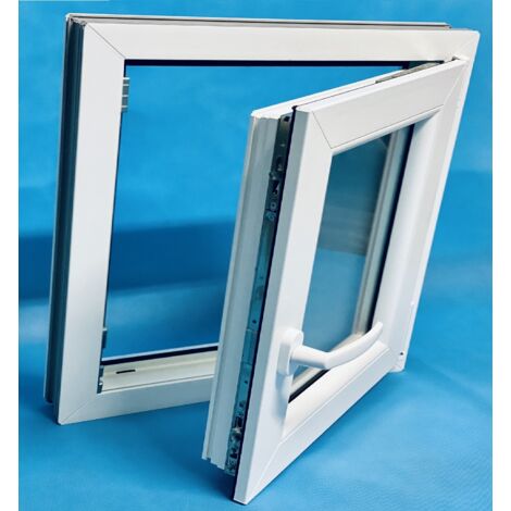 Fenêtre PVC H600 mm X L600 mm  Blanc, Oscillo-Battant Tirant Droit Verre Dépoli
