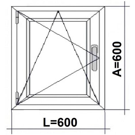 Fenêtre PVC H600 mm X L600 mm  Blanc, Oscillo-battante Tirant Gauche Verre Dépoli
