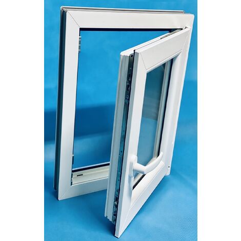 Fenêtre PVC H1000 mm X L500 mm  Blanc, Oscillo-battante Tirant Droit Verre Dépoli