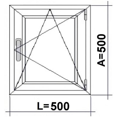 Fenêtre PVC H500 mm X L500 mm  Blanc, Oscillo-Battante Tirant Droit Verre Dépoli
