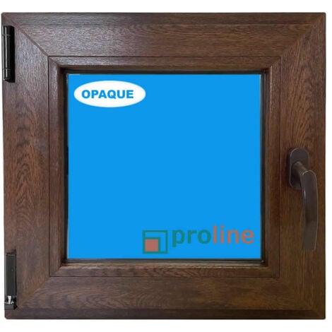 Fenêtre PVC H500 mm X L500 mm Noyer Oscillo-battante Tirant Gauche Verre Dépoli