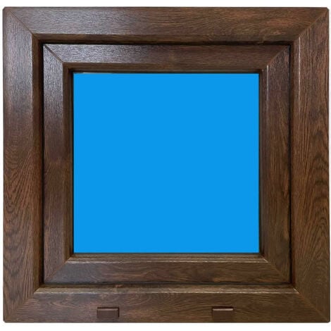 Fenêtre PVC H500 mm X L500 mm Noyer Oscillo-battante Tirant Gauche Verre Dépoli