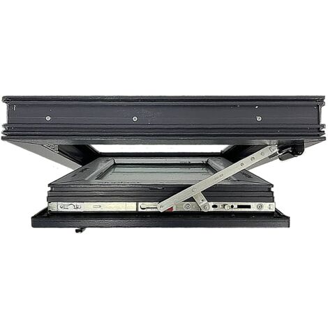 Fenêtre PVC H600 mm X L500 mm Gris Anthracite, Oscillo-battante Tirant Droit Verre Dépoli