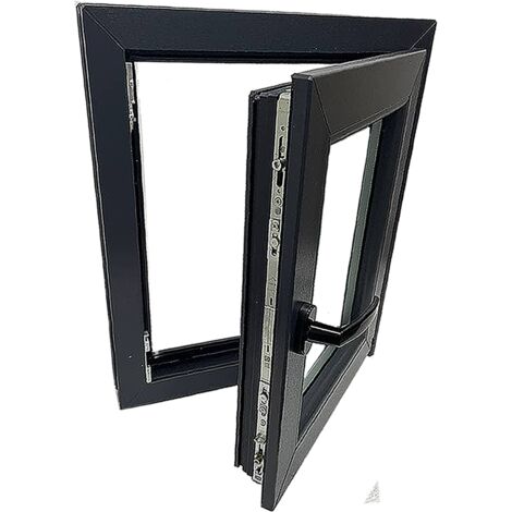 Fenêtre PVC H600 mm X L500 mm Gris Anthracite, Oscillo-battante Tirant Droit Verre Dépoli