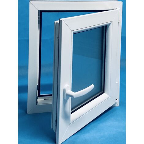 Fenêtre PVC H700 mm X L600 mm  Blanc, Oscillo-battante Tirant Droit Verre Dépoli