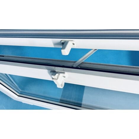 Finestra in PVC L 800 mm x H500 mm Bianco, A Vasistas Vetro Satinato