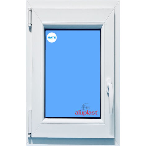 Eco-Blu – Fenêtre PVC H1000 mm x L600 mm blanc – Oscillo-battante 1 vantail tirant gauche – Verre dépoli – Isolation acoustique jusqu'à 45 dB