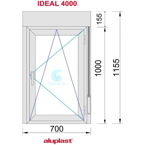 Fenêtre PVC 700x1155 oscillo-battant Blanc Droite avec Volet roulant Verre Transparent