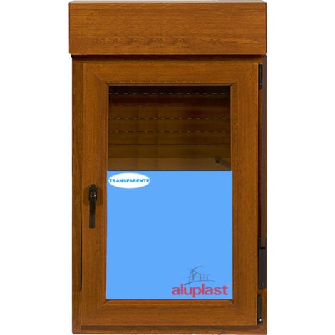 Fenêtre PVC 800x1155 oscillo-battant Chêne doré Droite avec Volet roulant Verre Transparent