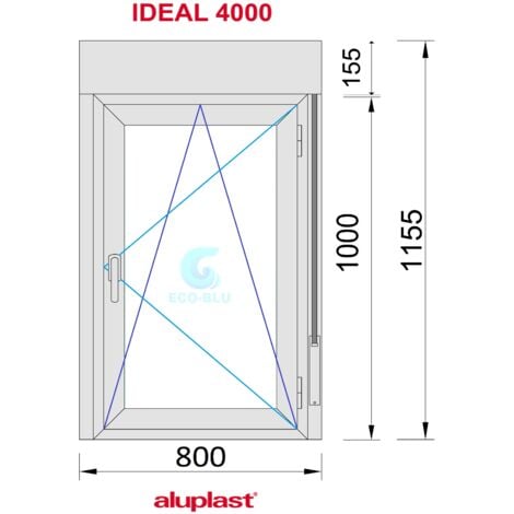 Fenêtre PVC 800x1155 oscillo-battant Chêne doré Droite avec Volet roulant Verre Transparent