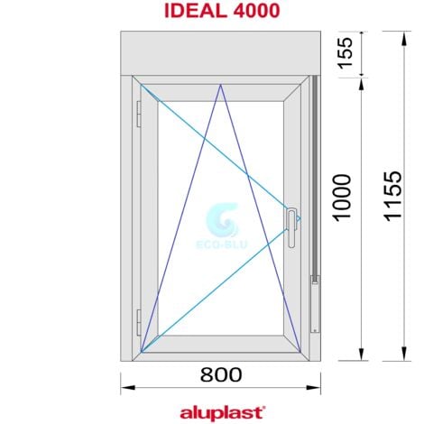Fenêtre PVC 800x1155 oscillo-battant Blanc Gauche avec Volet roulant Verre Transparent