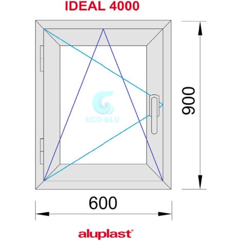 Fenêtre PVC 600x900 Blanche Oscillo-battante Gauche Verre Transparent