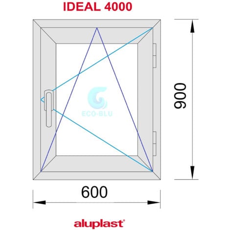 Fenêtre PVC 600x900 Blanche Oscillo-battante droite Verre Transparent