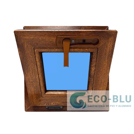 Fenêtre PVC 400x400 Chêne Doré Oscillo-battante Verre Mat poignée cachée