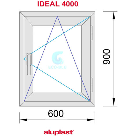 Fenêtre PVC 600x900 Chêne Doré Oscillo-battante Droite Verre Transparent