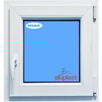 Fenêtre PVC H700 mm X L600 mm  Blanc, Oscillo-battante Tirant Droit Verre Dépoli