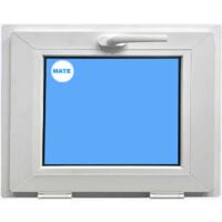 Fenêtre PVC H400 mm X L600 mm Blanc, À Soufflet Abattant Verre Dépoli