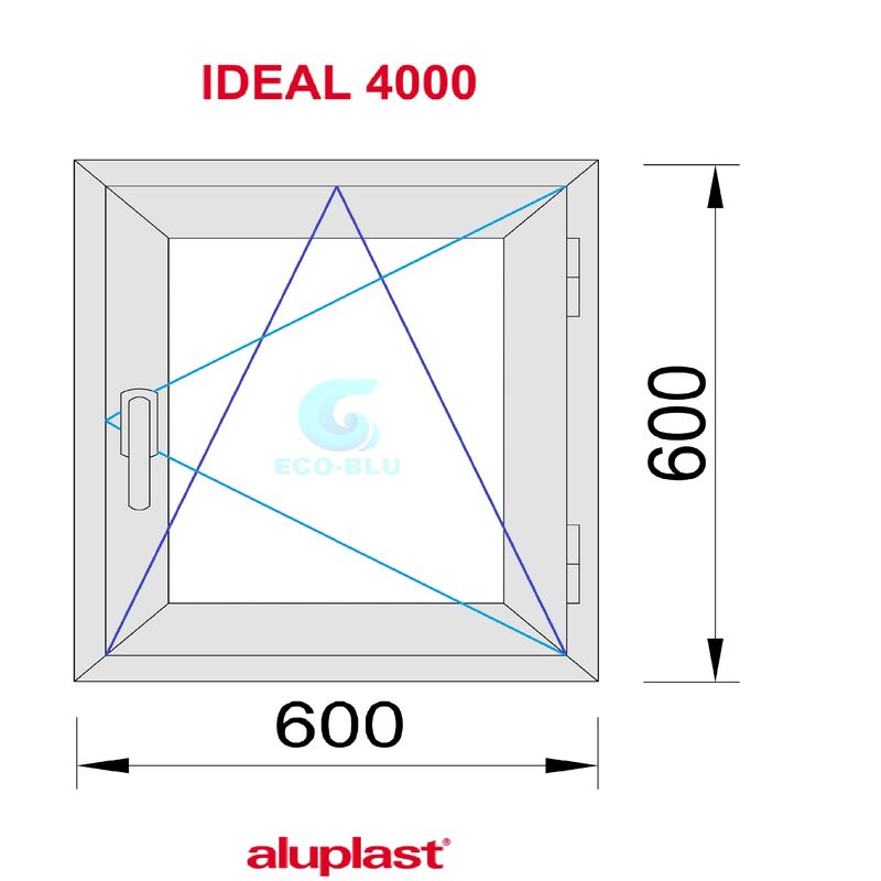 Finestra in PVC L600 mm x H700 mm Bianco, Oscillo-battente Apertura  Sinistra Vetro Satinato