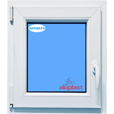 Finestra in PVC L500 mm x H700 mm Bianco, Oscillo-battente Apertura Sinistra  Vetro Satinato