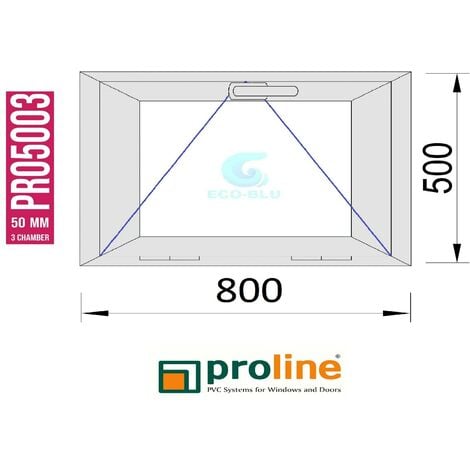 Finestra in PVC L800 mm x H500 mm  Rovere Dorato, A Vasistas Vetro Trasparente