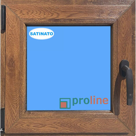 Finestra in PVC L500 mm x H500 mm  Rovere Dorato, Oscillo-battente apertura a sinistra vetro satinato