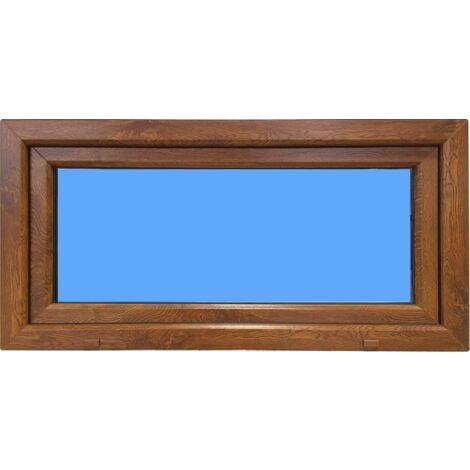Finestra in PVC L1000 mm x H500 mm  Rovere Dorato, A Vasistas Vetro Trasparente
