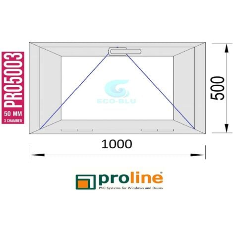 Finestra in PVC L1000 mm x H500 mm  Rovere Dorato, A Vasistas Vetro Trasparente
