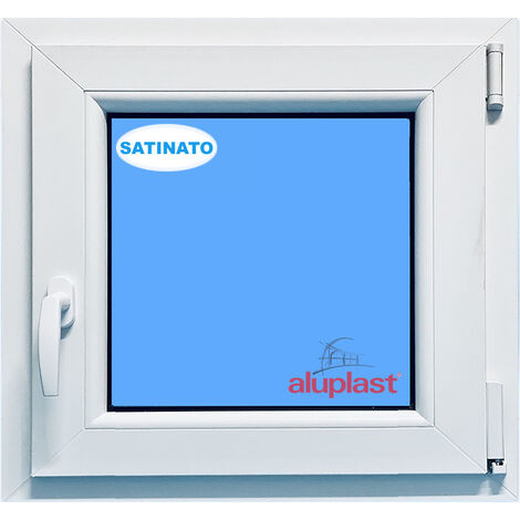 Finestra in PVC L600 mm x H600 mm Bianco, Oscillo-battente Apertura Destra Vetro Satinato (1/6)