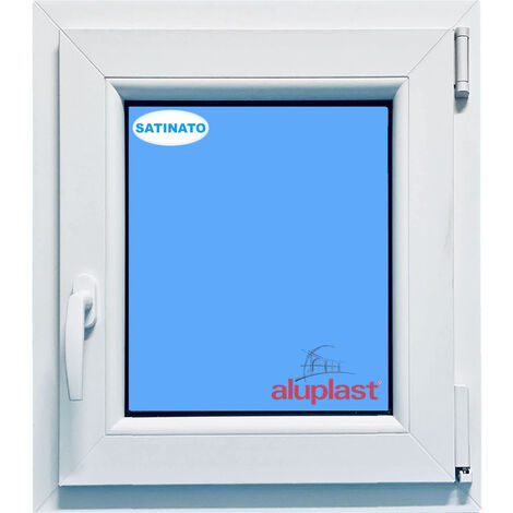 Finestra in PVC L500 mm x H700 mm Bianco, Oscillo-battente Apertura Destra  Vetro Satinato