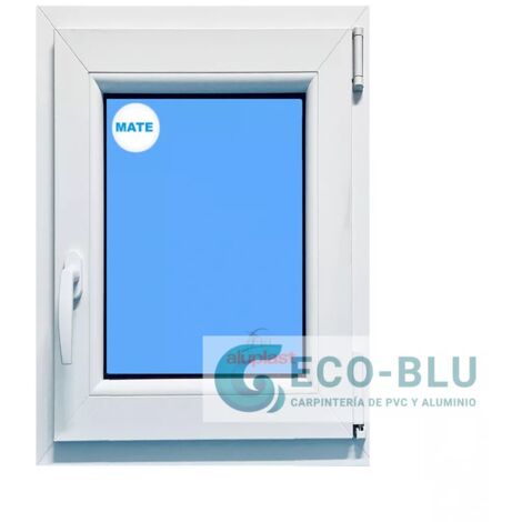 Finestra in PVC L600 mm x H1000 mm Bianco, Oscillo-battente Apertura Destra Vetro Satinato