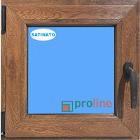 Finestra in PVC L500 mm x H500 mm Rovere Dorato, Oscillo-battente apertura a sinistra vetro satinato
