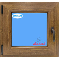 Finestra in PVC L600 mm x H600 mm Rovere Dorato, Oscillo-battente Apertura Sinistra Vetro Satinato