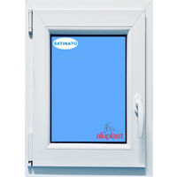 Finestra in PVC L500 mm x H800 mm Bianco, Oscillo-battente Apertura Sinistra Vetro Satinato