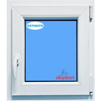 Finestra in PVC L600 mm x H800 mm Bianco, Oscillo-battente Apertura Destra Vetro Satinato