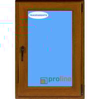 Finestra in PVC L700 mm x H1000 mm Rovere Dorato, Oscillo-battente apertura a destra vetro trasparente