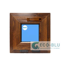 Finestra a vasistas PVC 400x400 Quercia Dorata Vetro smerigliato Manovella Nascosta