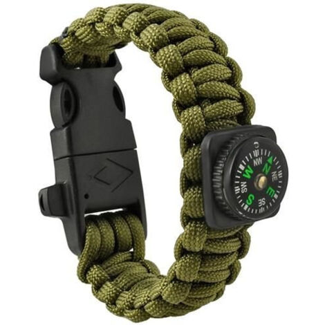 4 Stück Outdoor Survival Armband - Paracord Mit Feuerstein, Kompass & Pfeife