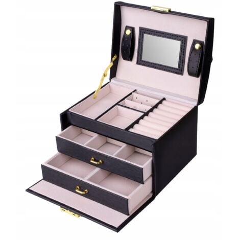 Großes Schmuckkästchen in mehreren Ebenen - Schwarz