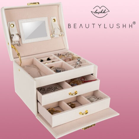 Großes Schmuckkästchen in mehreren Ebenen - Beige