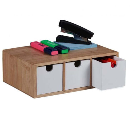 MSV Regal, 3 Ebenen – Aus Bambus & MDF, Weiß, Platzsparend Für Bad, Küche Oder Kinderzimmer