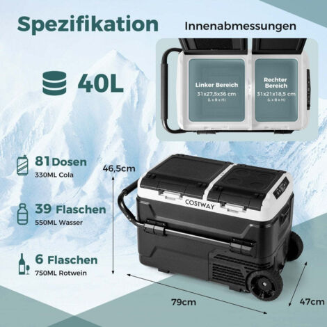 12v autokuhlschrank mit 2 kuhlzonen 40l tragbarer gefrierschrank mit kompressor 2020
