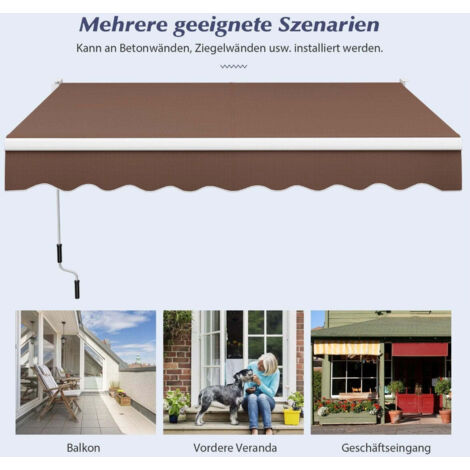 Gelenkarmmarkise 3x2,5m Braun - UV- Und Regenschutz Für Balkon & Terrasse
