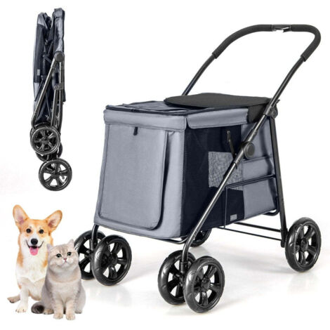 COSTWAY Hundewagen Bis 60kg, Hundebuggy Klappbar, Mit