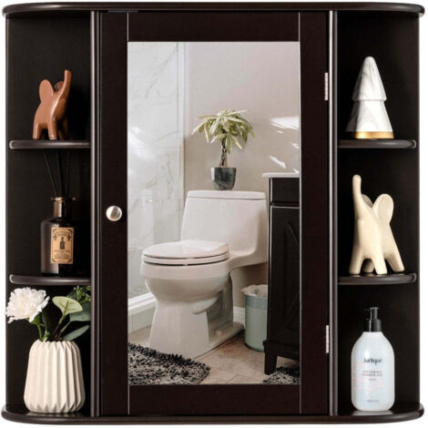 Aufbewahrungsschrank zur wandmontage mehrzweck medizinschrank fur bad 66 x 167 x 63 cm braun (1/5)