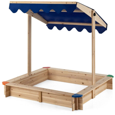 Gartenspielzeug Sandkiste Teamson Kids Sandkasten Aus Holz Mit Deckel & Baldachin - Großer Gartensandkasten Gartenhaus Kinder