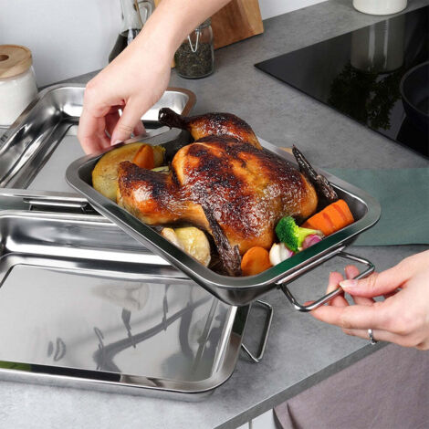 Rectangular steel roasting pan 3 pcs 8