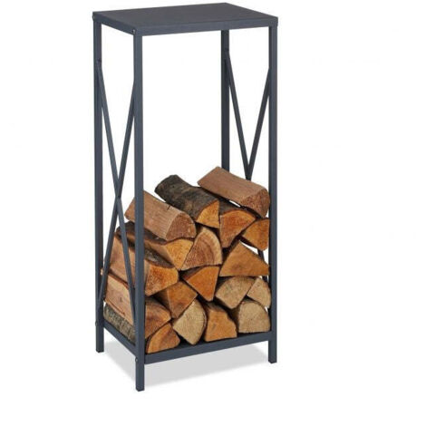 Holzregal aus grauem stahl