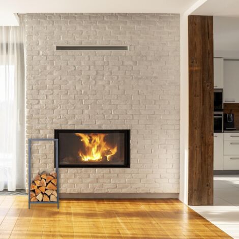 Holzregal aus grauem stahl